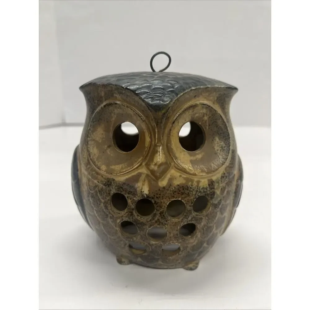 Vintage Hanging Sitting Hoot Owl Luminary Double Sided Candle Decor
